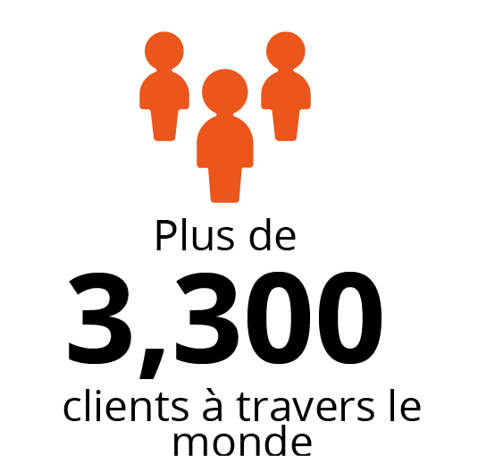 Plus de 3,300 clients a travers le monde