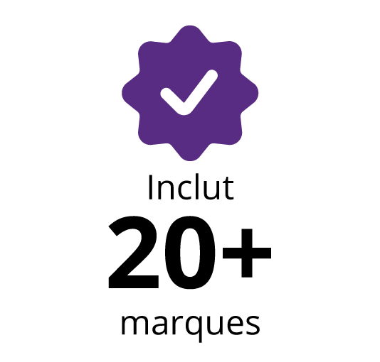 Inclut 20+ marques