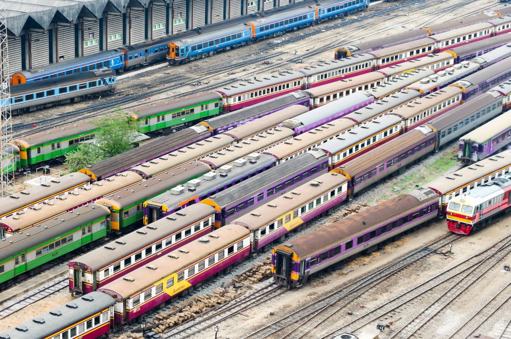 Train station model, simulating air view.