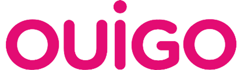 "ouigo" written in bright color pink.