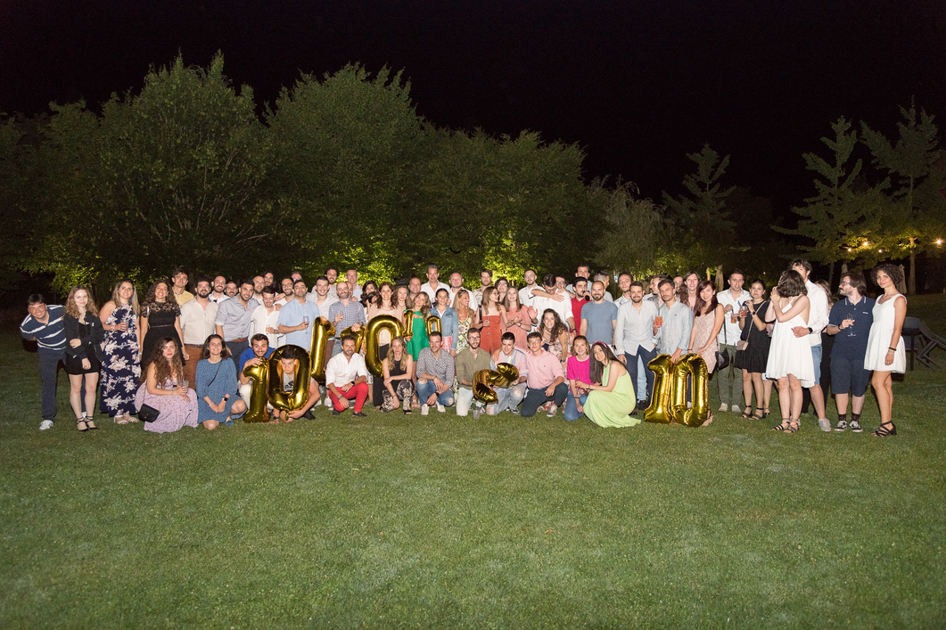 Group photo of Binary System employees during the 10th anniversary celebration.