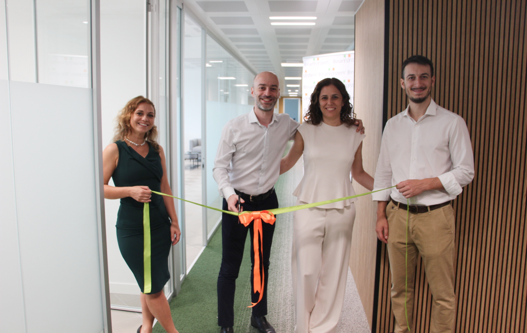 ribbon-cutting at the Binary System inauguration event.