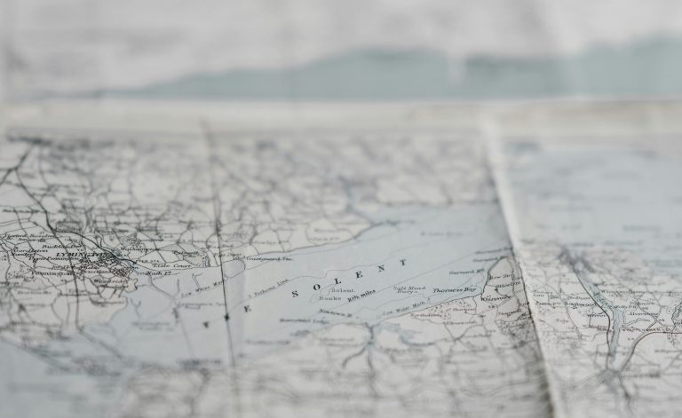 A paper map on the table.